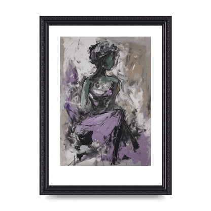 Lavender Canvas with Black Strokes