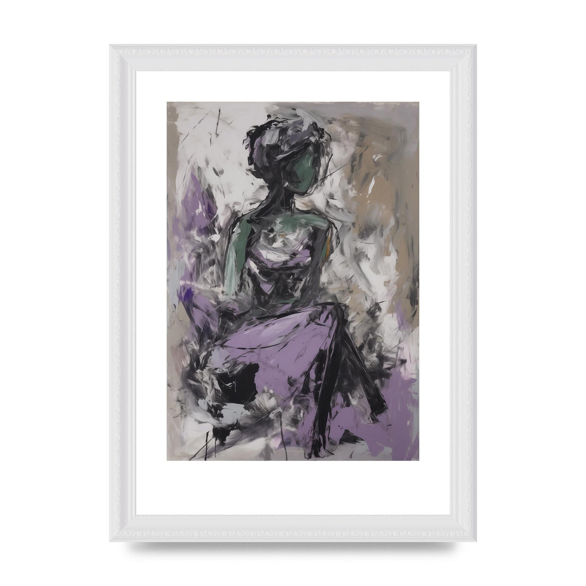 Lavender Canvas with Black Strokes