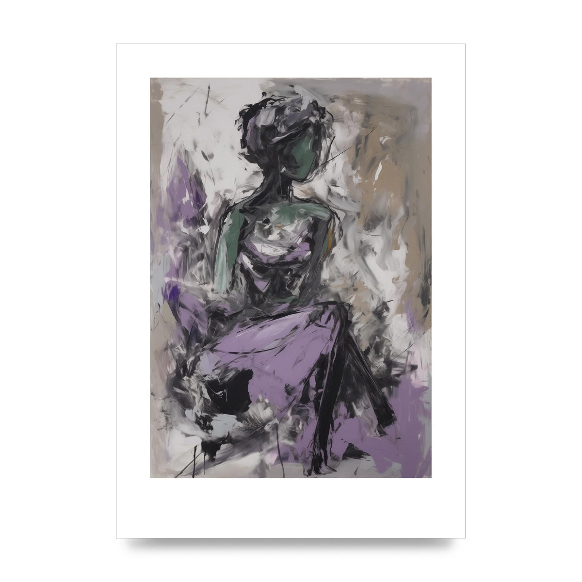 Lavender Canvas with Black Strokes