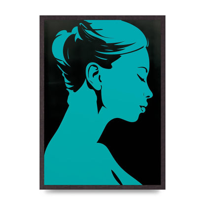 Womans Teal Profile with Sleek Black