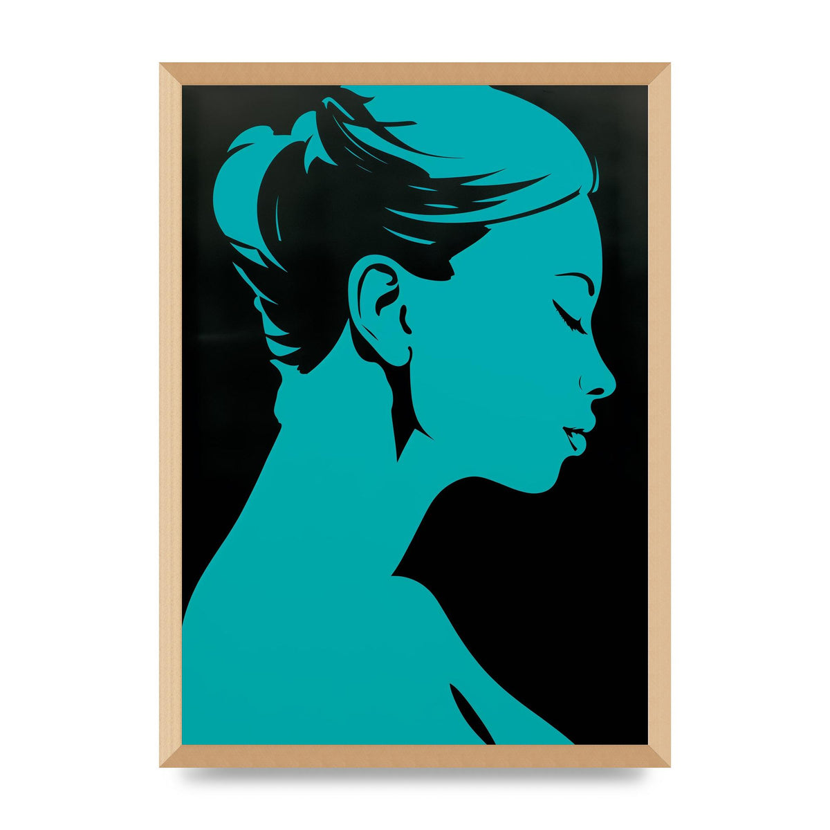 Womans Teal Profile with Sleek Black