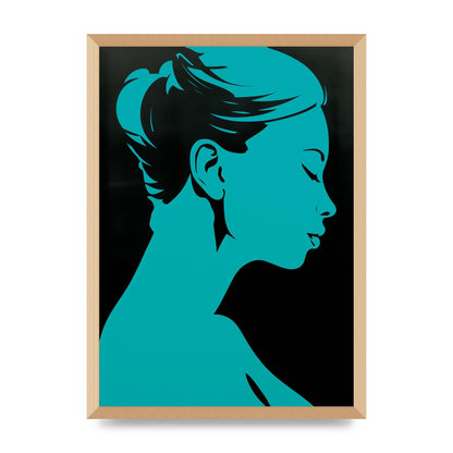 Womans Teal Profile with Sleek Black