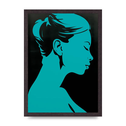 Womans Teal Profile with Sleek Black
