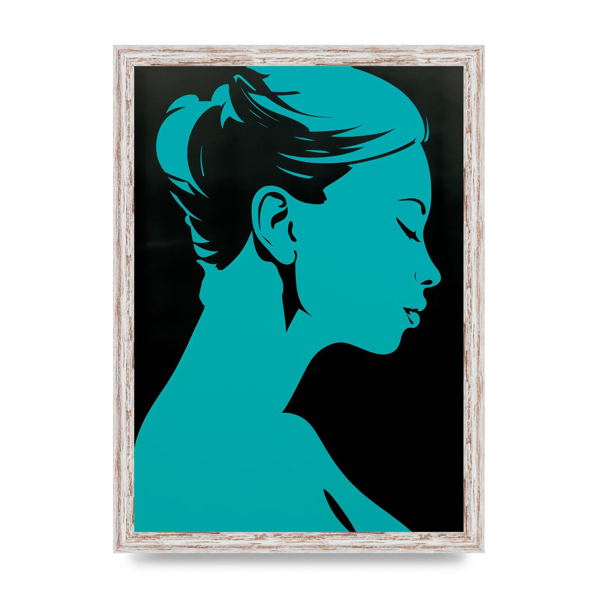 Womans Teal Profile with Sleek Black