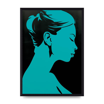 Womans Teal Profile with Sleek Black