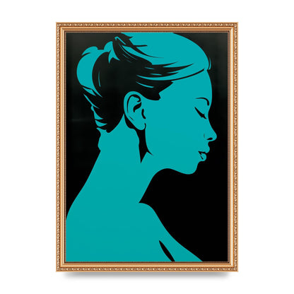 Womans Teal Profile with Sleek Black