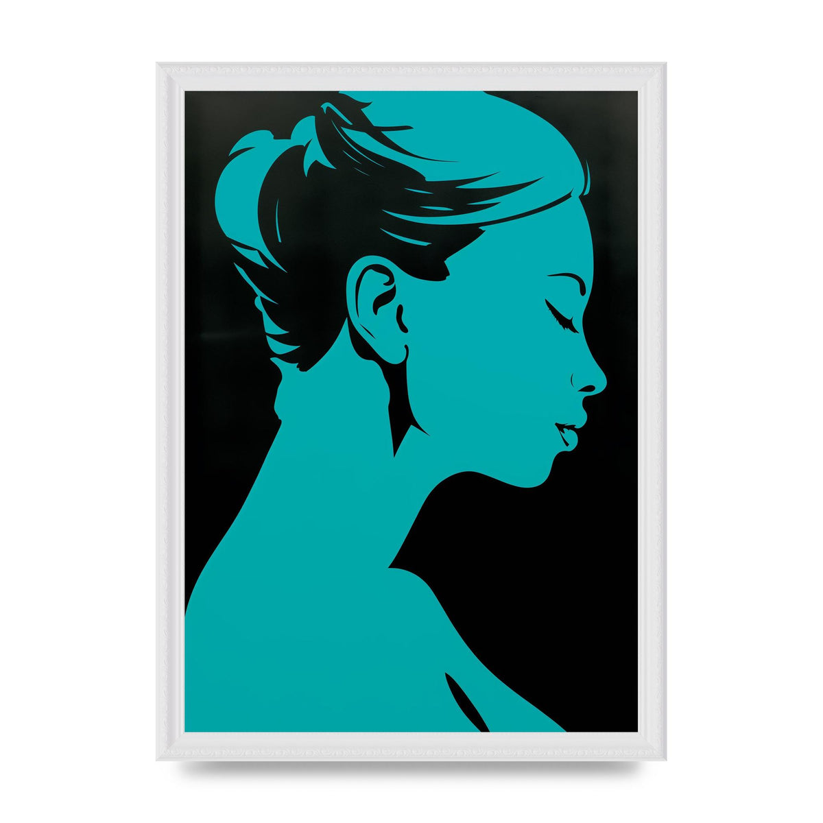 Womans Teal Profile with Sleek Black