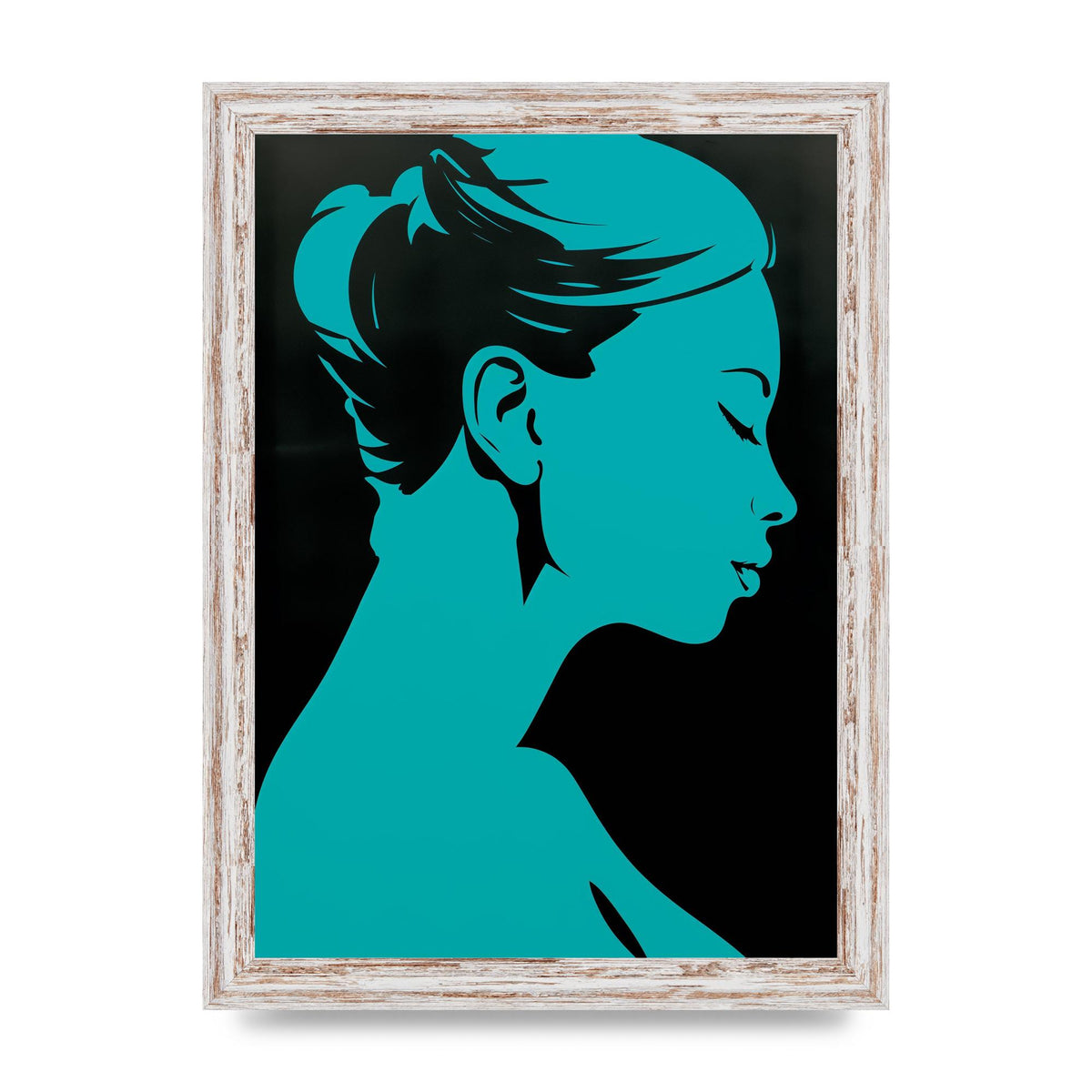 Womans Teal Profile with Sleek Black