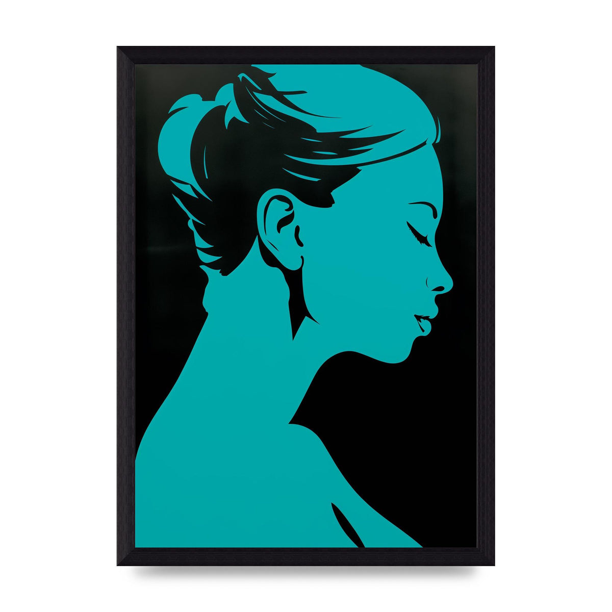 Womans Teal Profile with Sleek Black