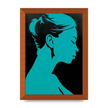 Womans Teal Profile with Sleek Black