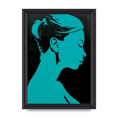 Womans Teal Profile with Sleek Black