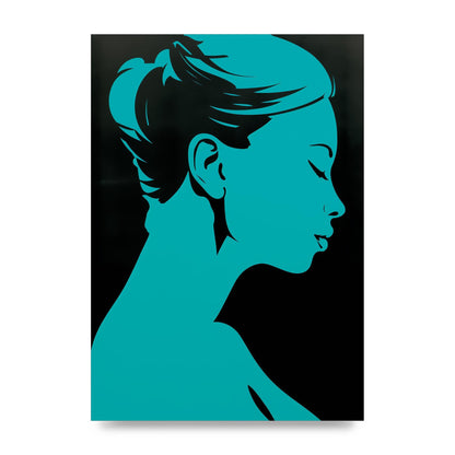 Womans Teal Profile with Sleek Black