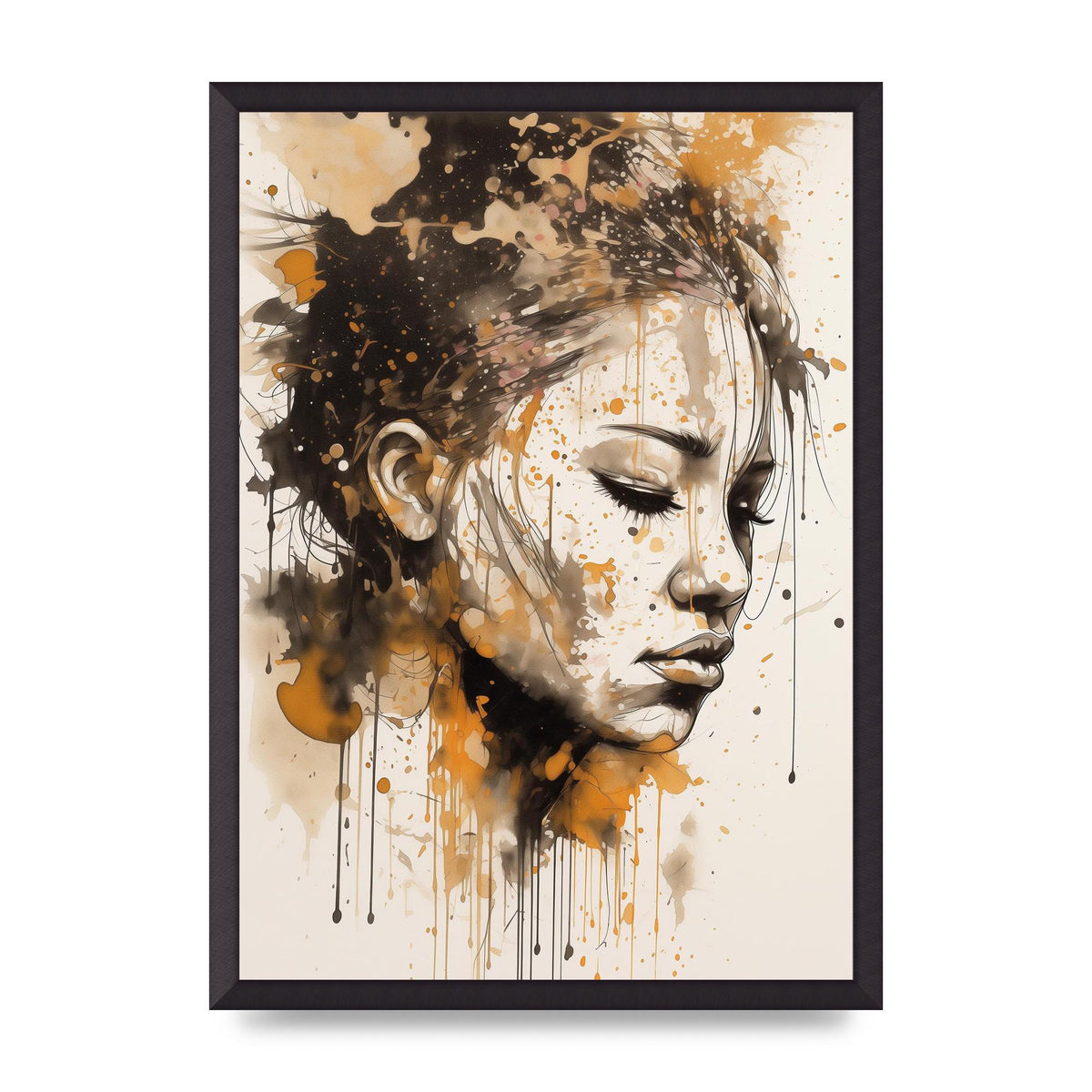 Bold Line with Ink Droplets Evoking Gaze