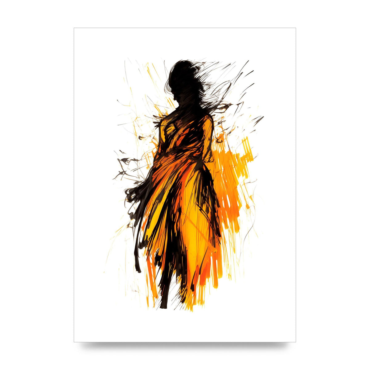 Female Form in Saffron Sketch