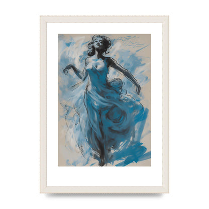 Cerulean Sweep with Black Brushstrokes