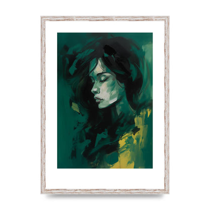 Emerald Essence with Playful Black Strokes