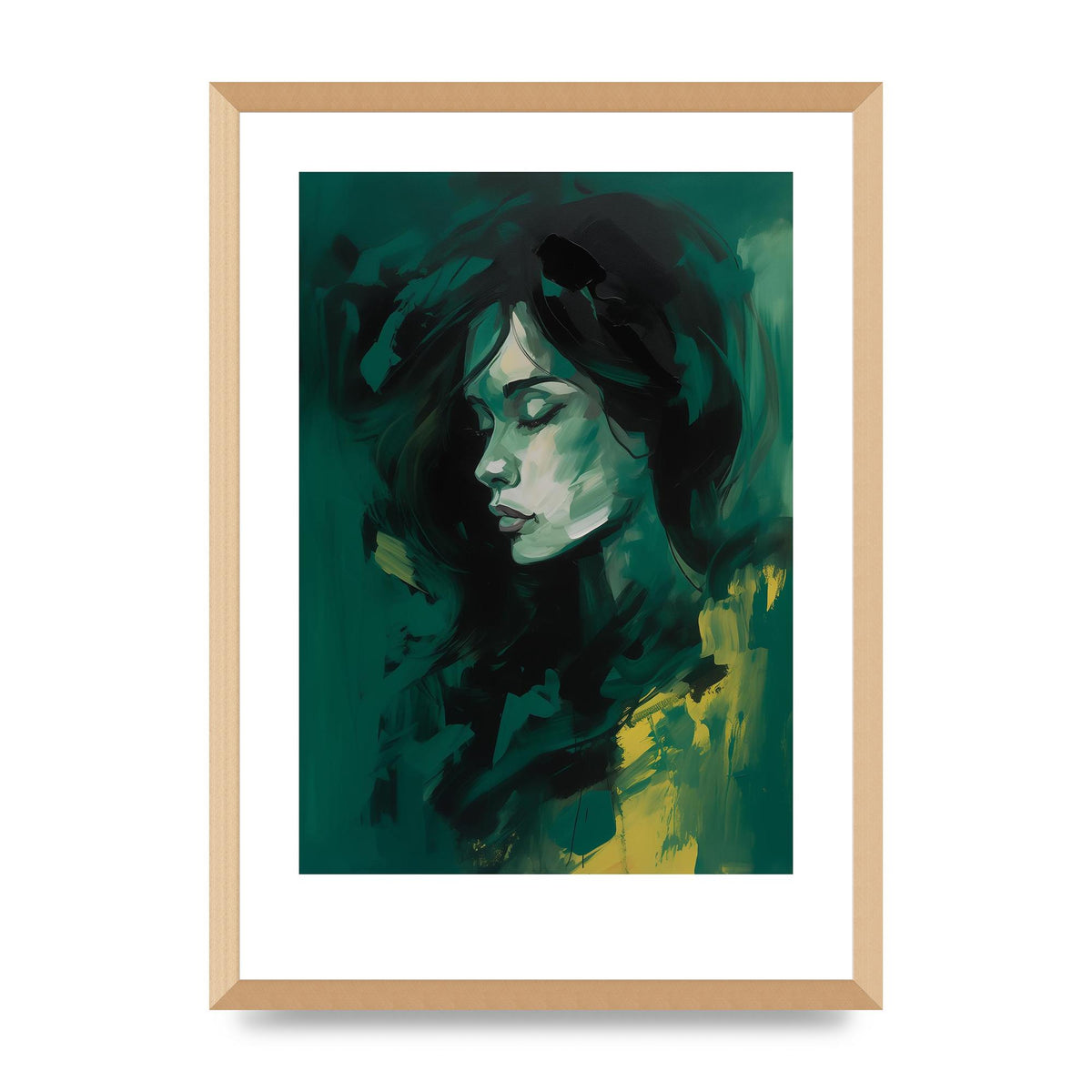 Emerald Essence with Playful Black Strokes