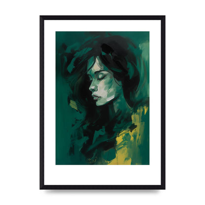 Emerald Essence with Playful Black Strokes