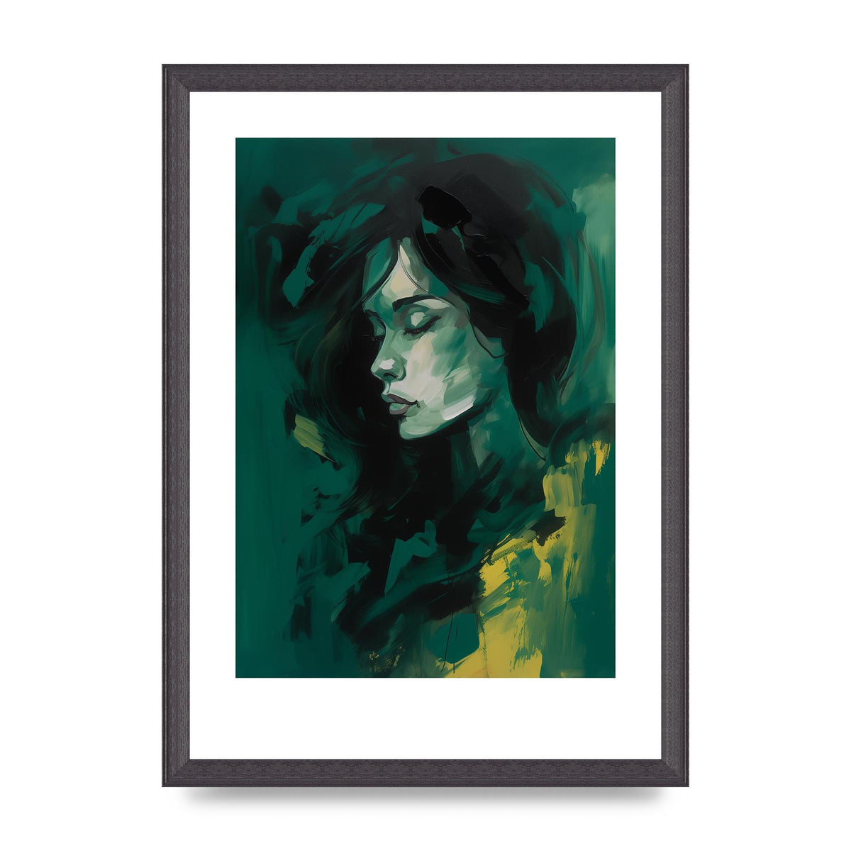 Emerald Essence with Playful Black Strokes