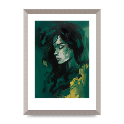 Emerald Essence with Playful Black Strokes