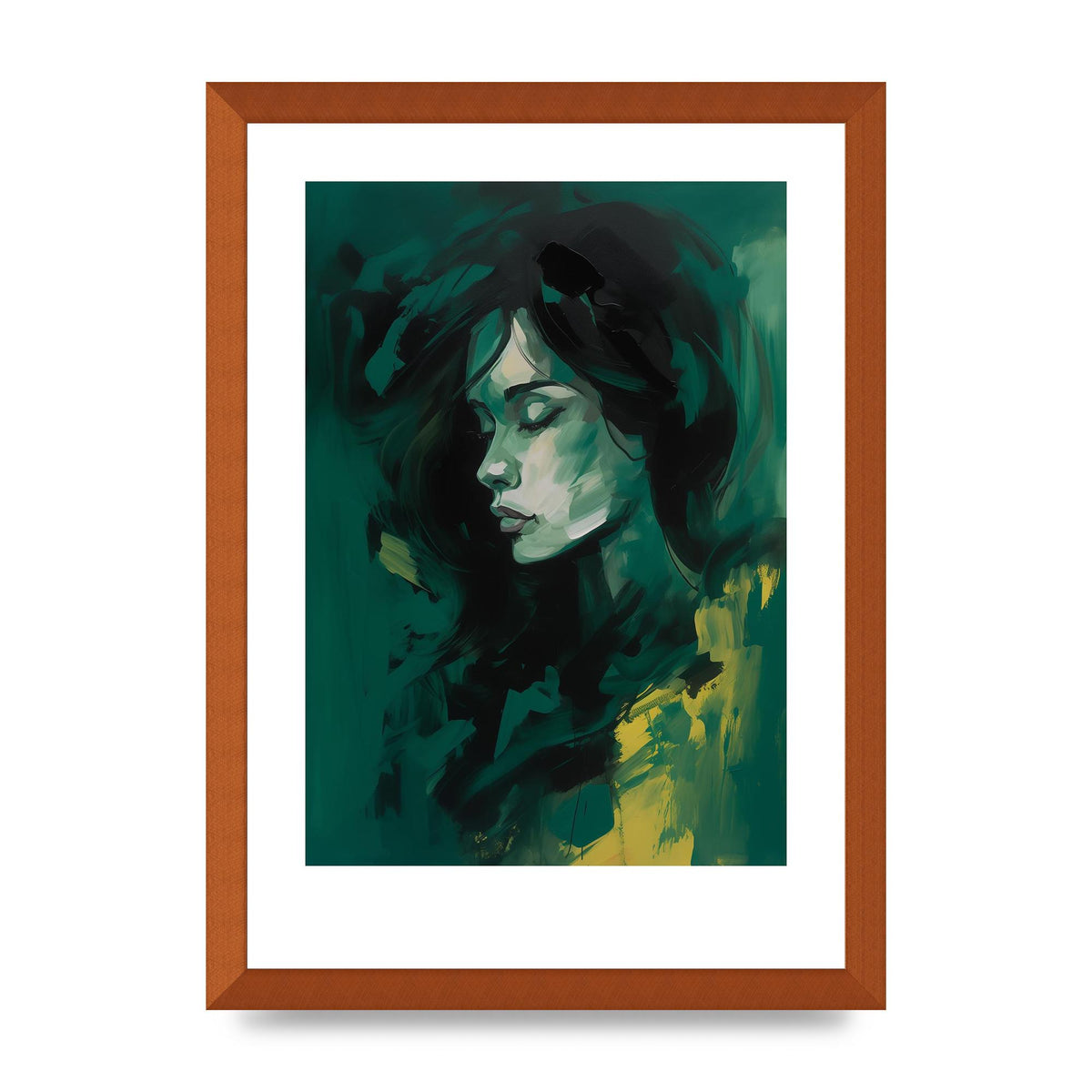 Emerald Essence with Playful Black Strokes