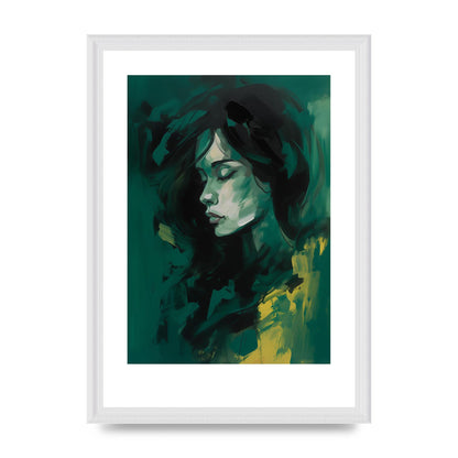 Emerald Essence with Playful Black Strokes