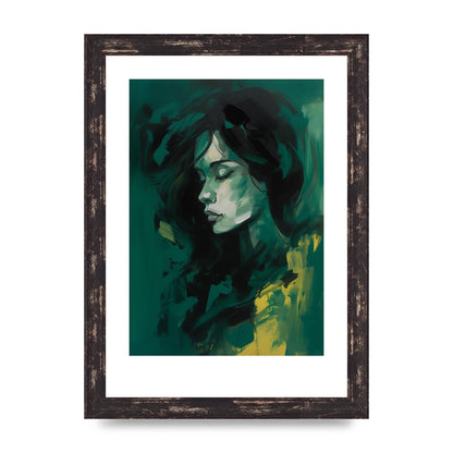 Emerald Essence with Playful Black Strokes
