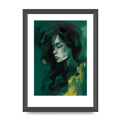 Emerald Essence with Playful Black Strokes