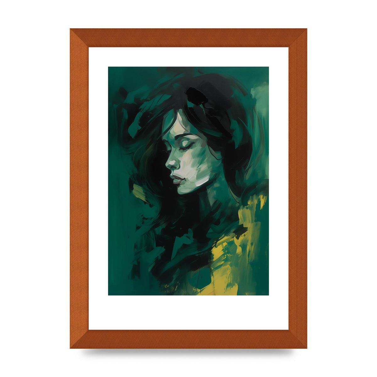 Emerald Essence with Playful Black Strokes