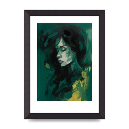 Emerald Essence with Playful Black Strokes