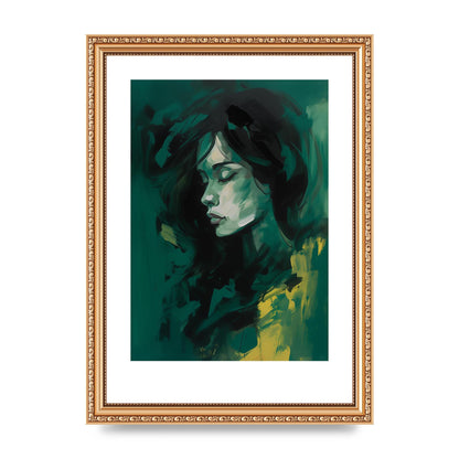 Emerald Essence with Playful Black Strokes