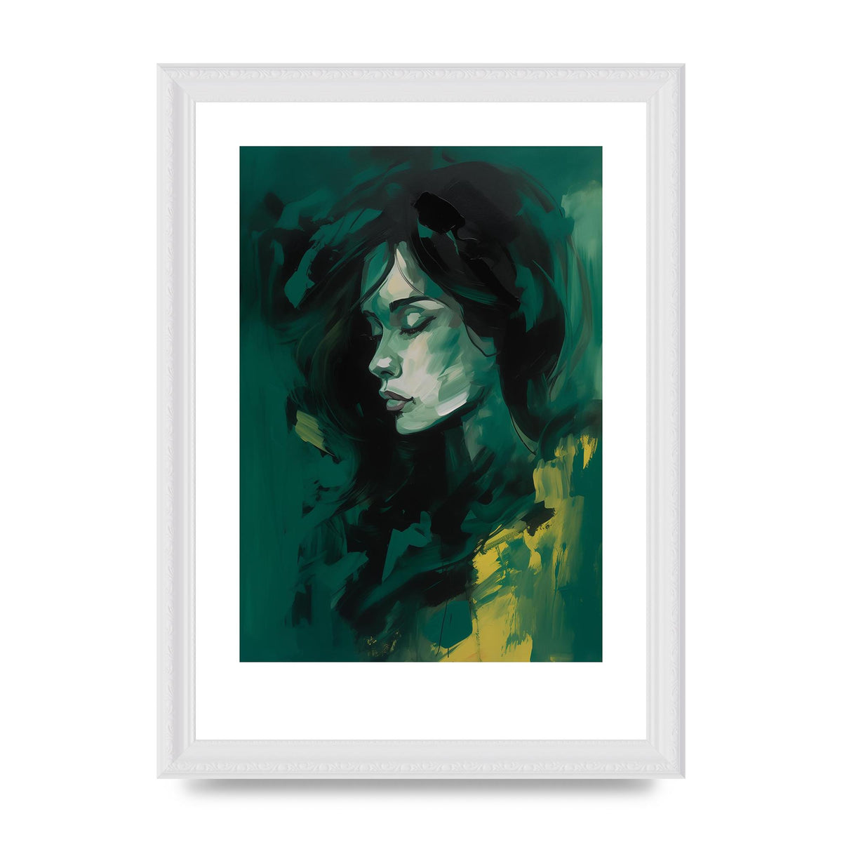 Emerald Essence with Playful Black Strokes