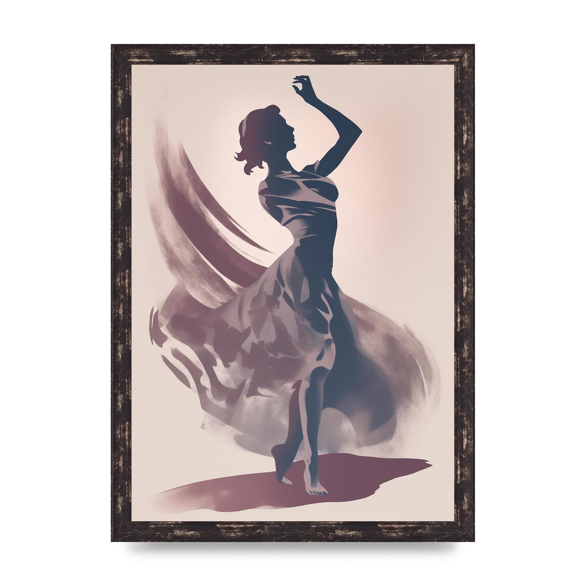 Twilight Dance Risograph with Womans Silhouette