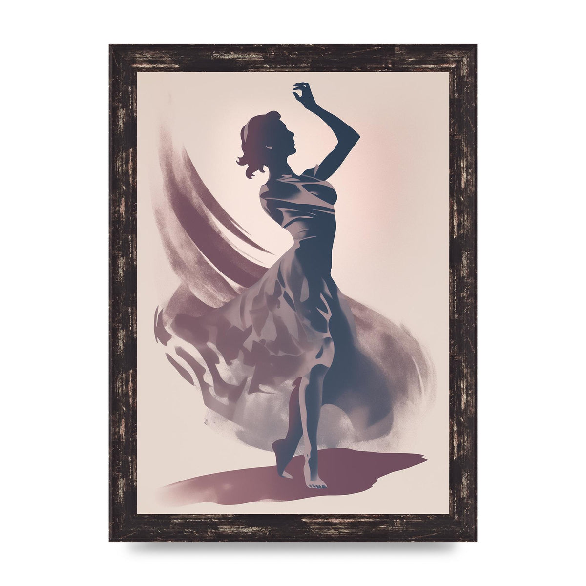 Twilight Dance Risograph with Womans Silhouette