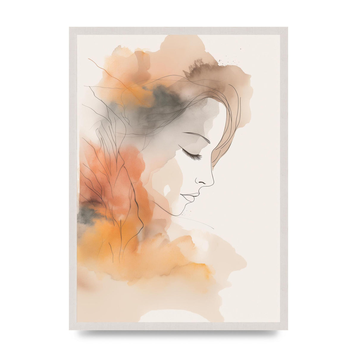 Minimalistic Womans Face in Autumn Hues
