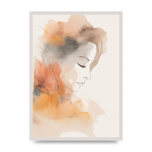 Minimalistic Womans Face in Autumn Hues