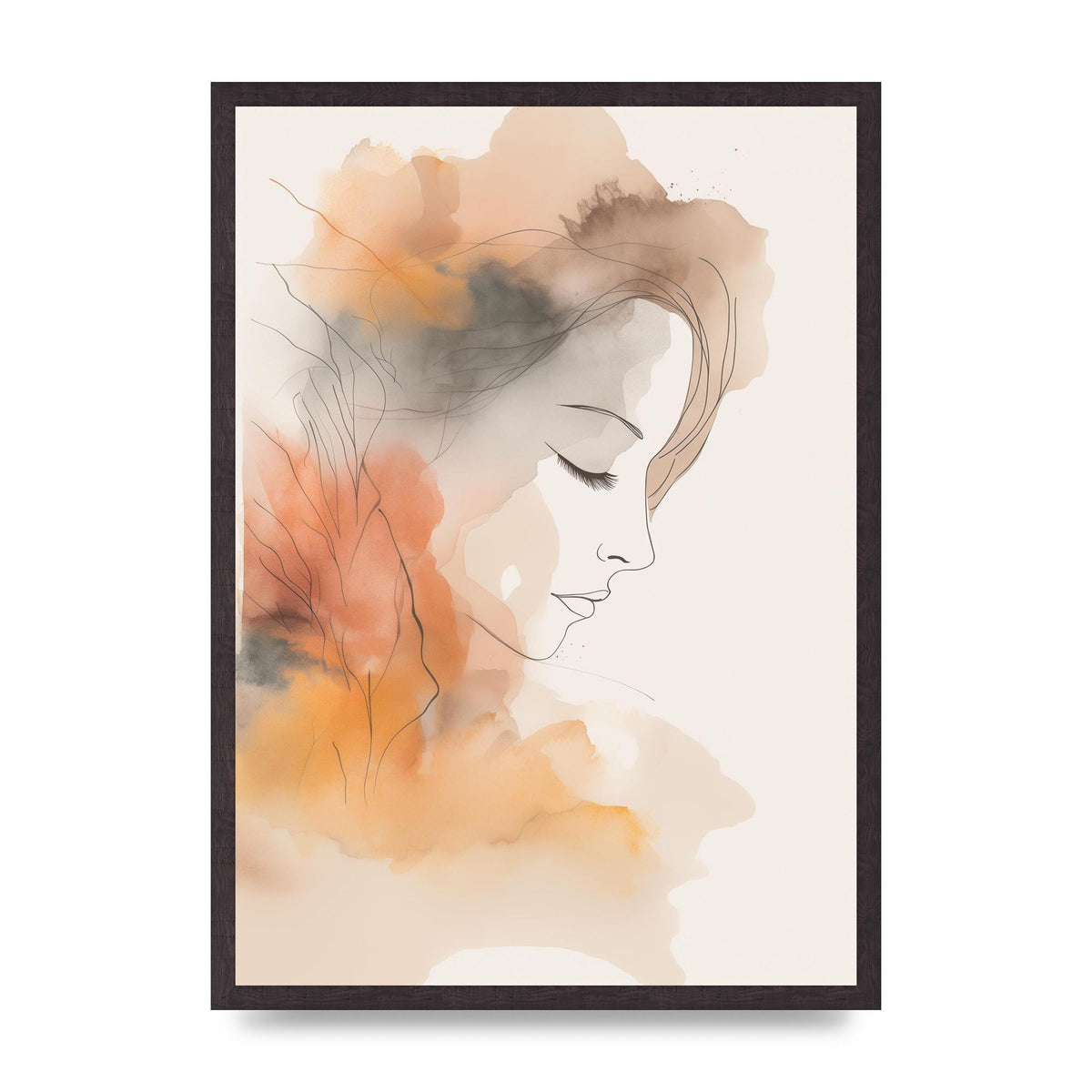 Minimalistic Womans Face in Autumn Hues