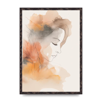 Minimalistic Womans Face in Autumn Hues