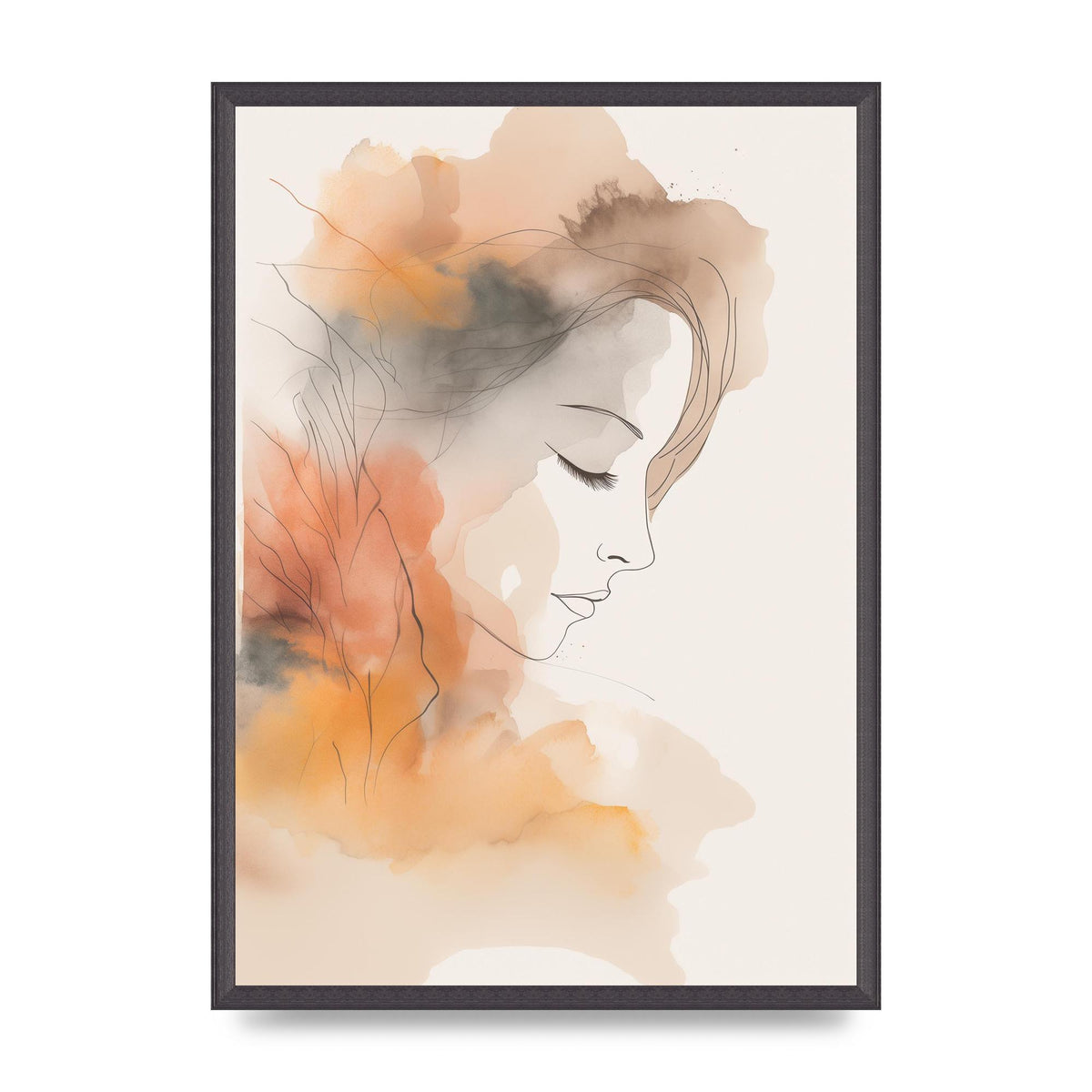 Minimalistic Womans Face in Autumn Hues