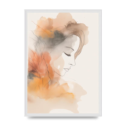 Minimalistic Womans Face in Autumn Hues