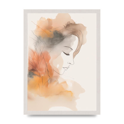 Minimalistic Womans Face in Autumn Hues