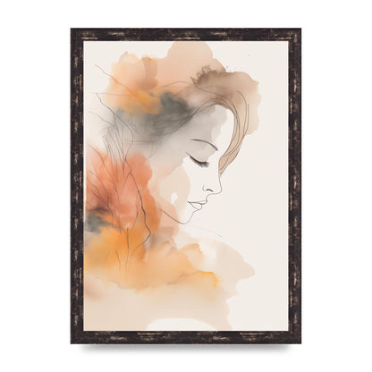 Minimalistic Womans Face in Autumn Hues