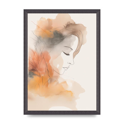 Minimalistic Womans Face in Autumn Hues