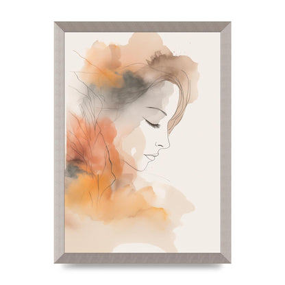 Minimalistic Womans Face in Autumn Hues