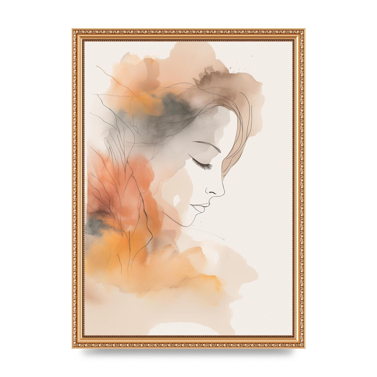 Minimalistic Womans Face in Autumn Hues