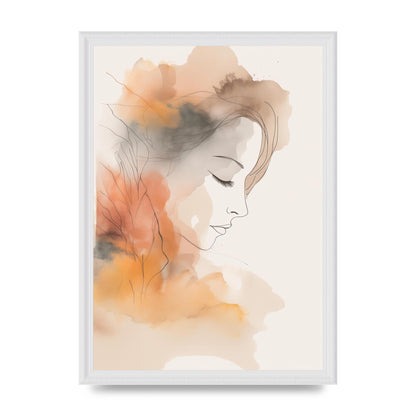 Minimalistic Womans Face in Autumn Hues