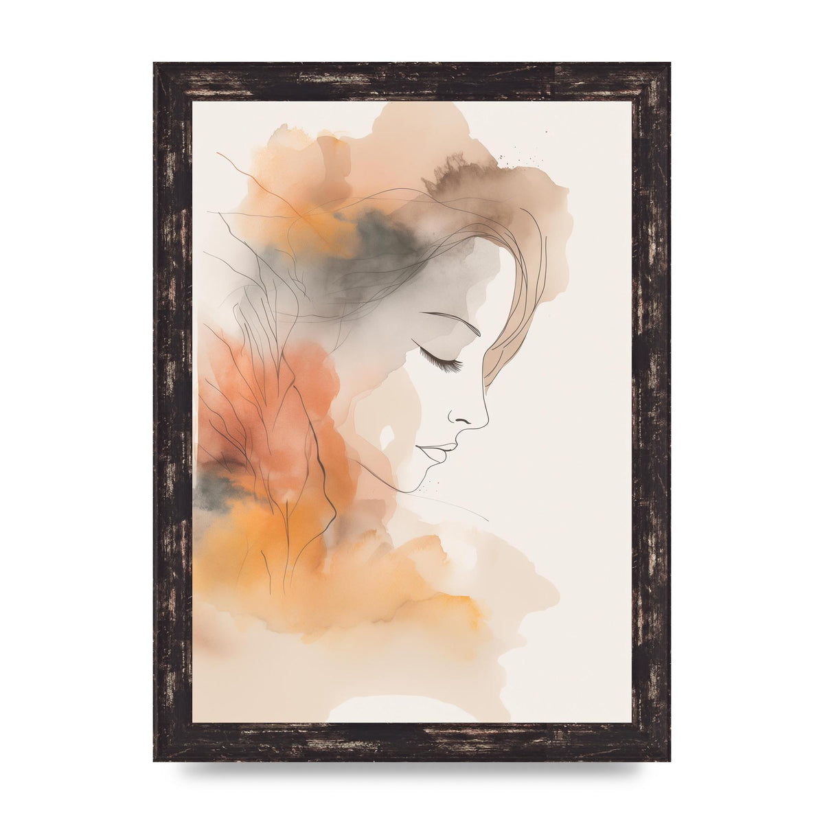 Minimalistic Womans Face in Autumn Hues