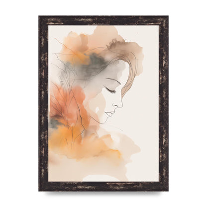 Minimalistic Womans Face in Autumn Hues