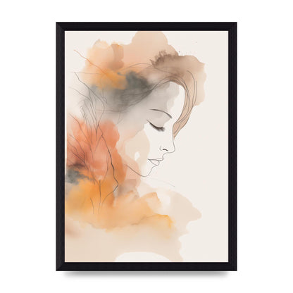 Minimalistic Womans Face in Autumn Hues
