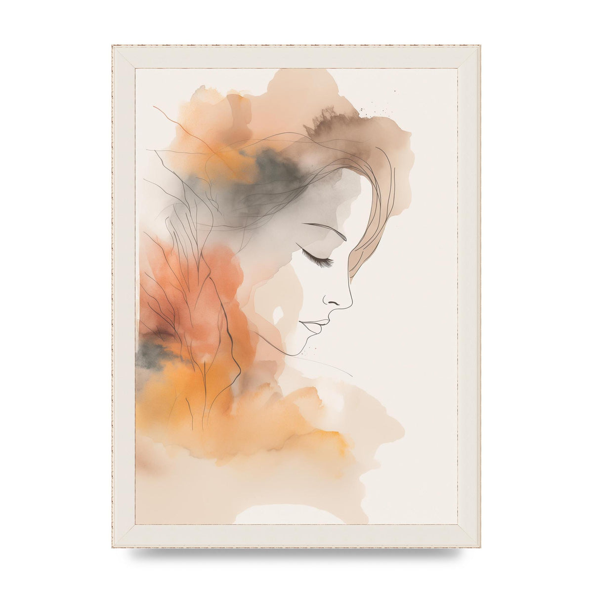 Minimalistic Womans Face in Autumn Hues